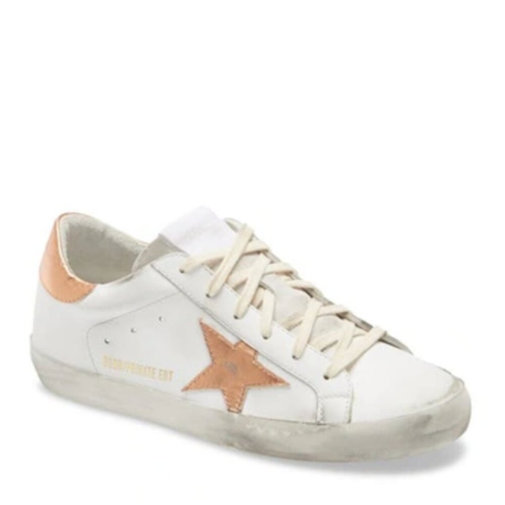 Golden Goose Super-Star Low Top Sneaker Optic White/Peach Pink Size 10 US/40 EU